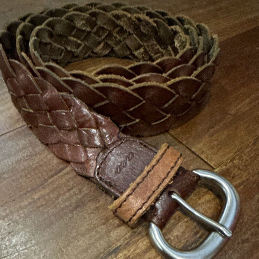 American Eagle Women’s Brown Braided Leather Belt Size M/L  Adjustable